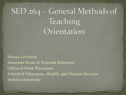 SED 264 * General Methods of Teaching