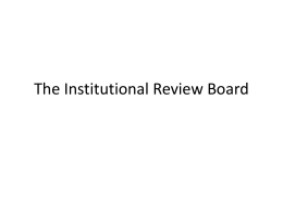 The Institutional Review Board