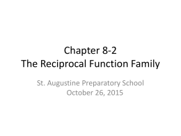 Chapter 8-2 The Reciprocal Function Family