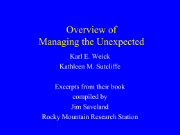 Overview of "Managing the Unexpected"