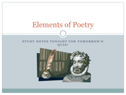 Elements of Poetry - ENGLISH 105(HONORS)