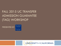 Fall 2015 TAG workshop - CCC Transfer Counselor Website