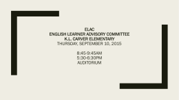 ELAC presentation 9-10-15 - KL Carver Elementary School