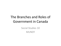 The Branches and Roles of Government in Canada