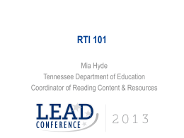 What is RTI? Overview of Session