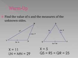 Unit 4 lesson 3 Triangle Theorems