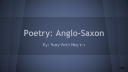Poetry: Anglo-Saxon - Eckman