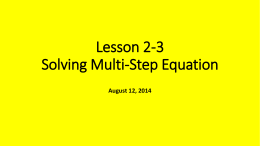 Lesson 2-3 Solving Multi