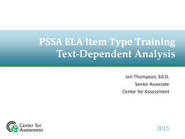 PSSA ELA Item Type Training