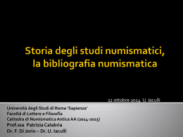 Collezionismo numismatico - Numismatica antica (prof.ssa Patrizia
