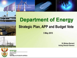 energy programme and projects - Parliamentary Monitoring Group