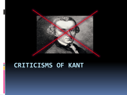 Criticisms of Kant - The Richmond Philosophy Pages