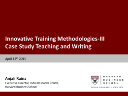 Technical Session 7: Innovative Training Methodologies III Case