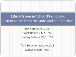 Current Ethical Issues in School Psychology Practice