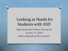 Looking At Needs for Students with ASD 1.17.13