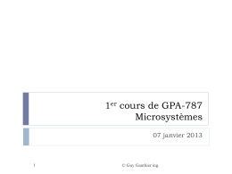 Cours #1 - GPA787 Microsystèmes