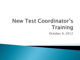 New Test Coordinator`s Training