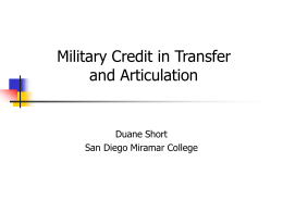 Sources and uses of credit: Military Training / Coursework