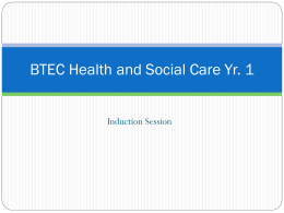 BTEC Health and Social Care Yr 1