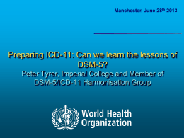 Preparing ICD-11 - Professor Peter Tyrer