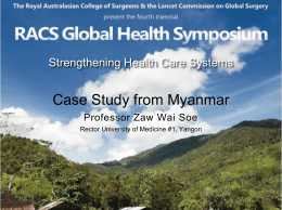 Case Study from Myanmar Professor Zaw Wai Soe Rector University