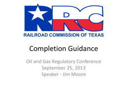 Completion Guidance - Railroad Commission