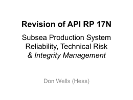 API RP 17N Subsea Production System Reliability