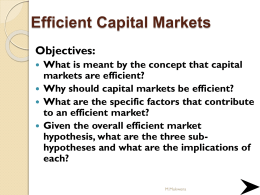 Lecture 6 Efficient Capital Markets