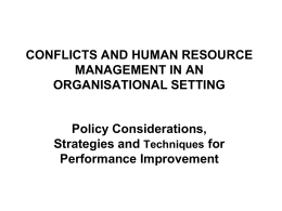 CONFLICTS AND HUMAN RESOURCE MANAGEMENT IN AN