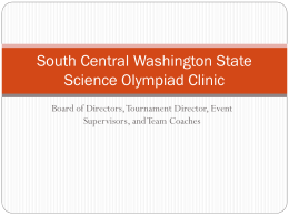 South Central WA Science Olympiad Clinic
