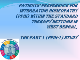 Patients* preference for integrating homeopathy (PPIH) within the