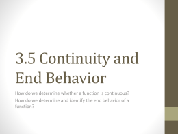 3.5 Continuity and End Behavior