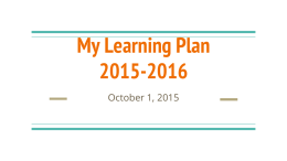 My Learning Plan 2015-2016