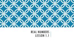 Real Numbers - Central CUSD 4