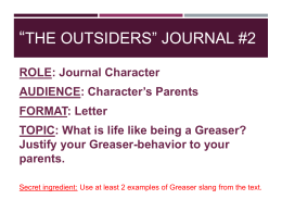 *The Outsiders* Journal #2