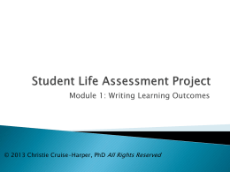 Student Life Assessment Project - National Institute for Learning