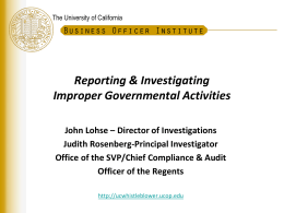 UC Whistleblower Program - Office of The President