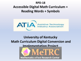 Kentucky Math Curriculum Digital Conversion and Implementation