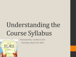 Understanding the Course Syllabus