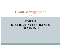 Grant Management Training
