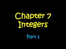 Chapter 7 Integers (part 1 )