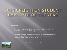 2013 Creighton Student Employee of the Year