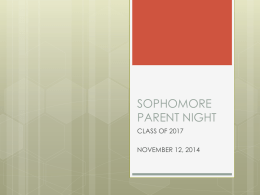 sophomore parent night - Duneland School Corporation