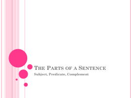The Parts of a Sentence - Immaculateheartacademy.org