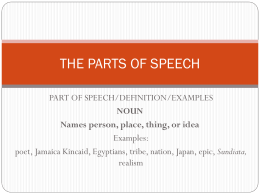 THE PARTS OF SPEECH