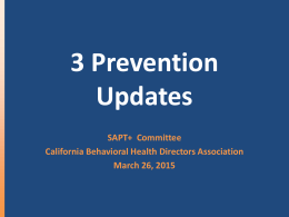 Prevention Updates - County Behavioral Health Directors