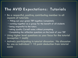 The AVID Expectations: Tutorials