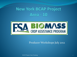 New York BCAP Project Area Training
