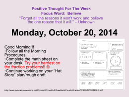 Monday, October 20, 2014 - Morehead4thgrade