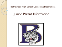 Junior Parent Information - Blythewood High School Counseling